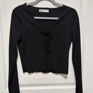 Elodie Ribbed Tie Front Cardigan Top